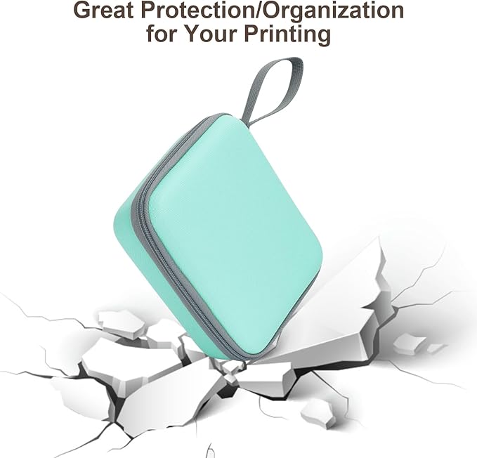 QYCHHJ Carrying Case for Phomemo T02/Memoking/HUIJUTCHEN Mini Sticker Printer, Portable Hard Travel Case for Label Maker, Thermal Printer Paper, Green
