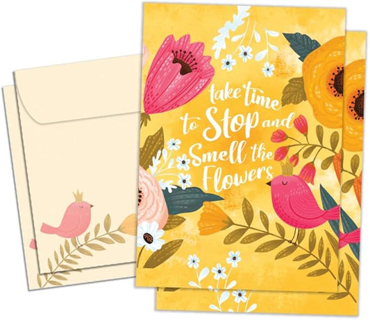 Tree-Free Greetings - Birthday Cards - Artful Designs - 2 Cards + Matching Envelopes - Made in USA - 100% Recycled Paper - 5 x 7 - Smell the Flowers (GT61224)