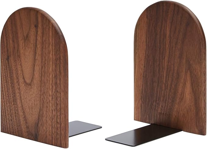 Pandapark Wood Bookends,Non-Skid Bookend for Shelves,Heavy Duty Bookends,Book Stand for Books/CDs,1 Pair