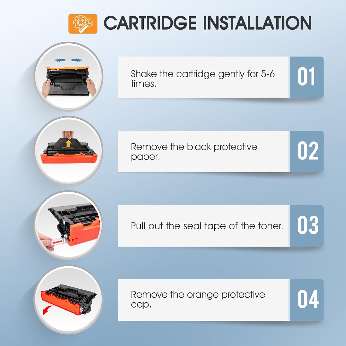 CF237A 37A Black Toner Cartridge 4-Pack Compatible for HP 37A Black Toner Cartridge CF237A 37X CF237X for Enterprise M607n M607dn M608n M608dn M607 M608 M609 MFP M631 M632 M633 Series Printer