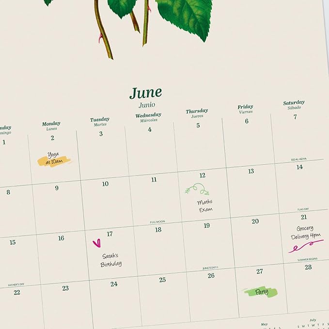 Botanical Wall Calendar 2025 12" x 12" FSC® Plastic Free - Starts Week On Sunday | Square Wall Calendar | Family Planner Calendar 2025 | Flowers Calendar 2025