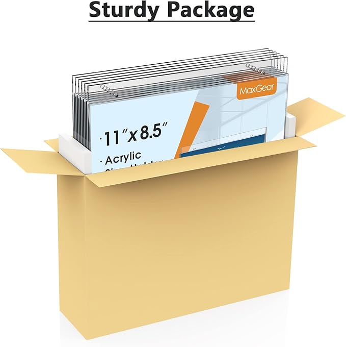 MaxGear Wall Mount 8.5x11 inches Acrylic Sign Holder with Mounting Screws, Plastic Clear Acrylic Picture Frame for Home, Office, Store, Restaurant, Landscape (12 Pack)