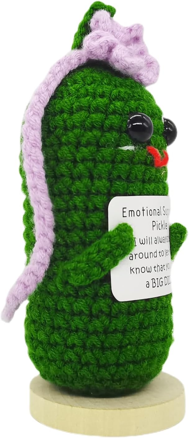 Funny Crochet Pickles 1 Pcs with Affirmations Cards for Inspirational Novelty Good Luck Gifts and Party Decorations(KK-CKD04-ppfw)