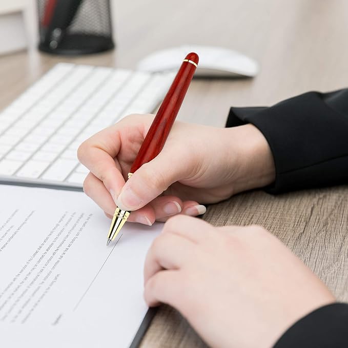 BEILUNER Luxury Rosewood Ballpoint Pen Writing Set - Elegant Fancy Nice Gift Pen Set for Signature Executive Business Office Supplies - Gift Boxed with Extra Refills (Black)