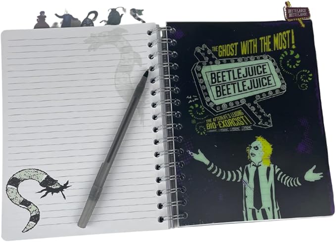 Innovative Designs Beetlejuice Tab Journal Notebook, Spiral Bound, 144 Lined Pages, 8 x 7 inche