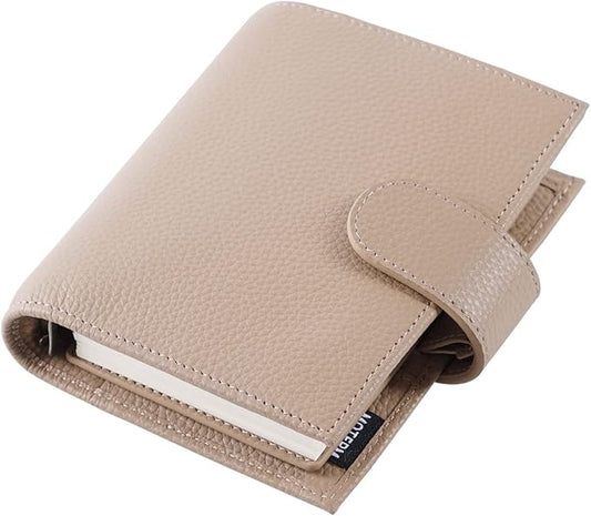 Moterm Pocket Regular Rings Planner - Genuine Leather Binder Organizer(Pebble-Taupe, 19mm Ring)
