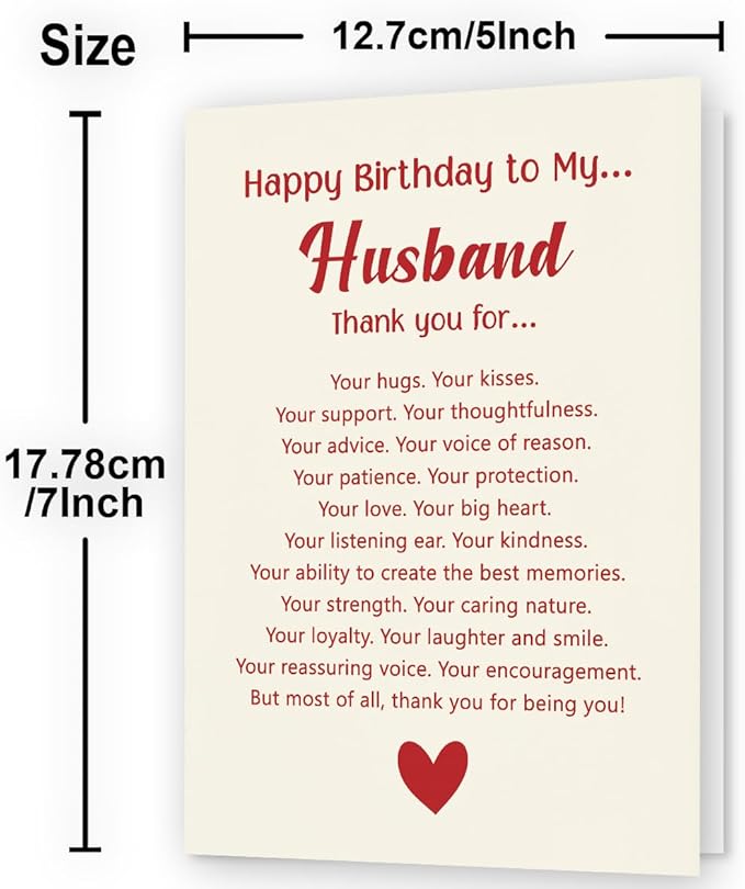 Husband Birthday Card from Wife | Happy Birthday Card for Husband | Romantic Bday Card