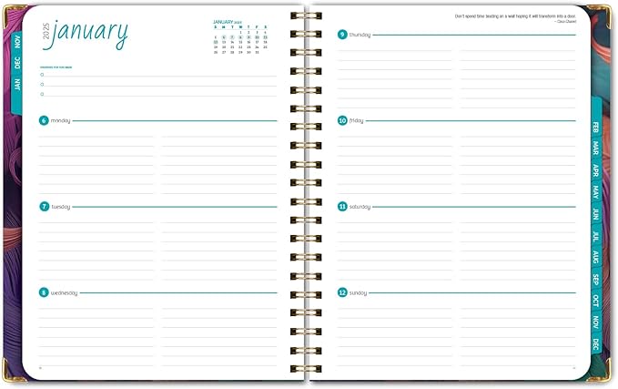 HARDCOVER 2025 Planner, 8.5"x11": 14 Months (November 2024 - December 2025), Daily Weekly Monthly Planner, Yearly Agenda, Bookmark, Pocket Folder and Sticky Note Set (Pastel Peacock)