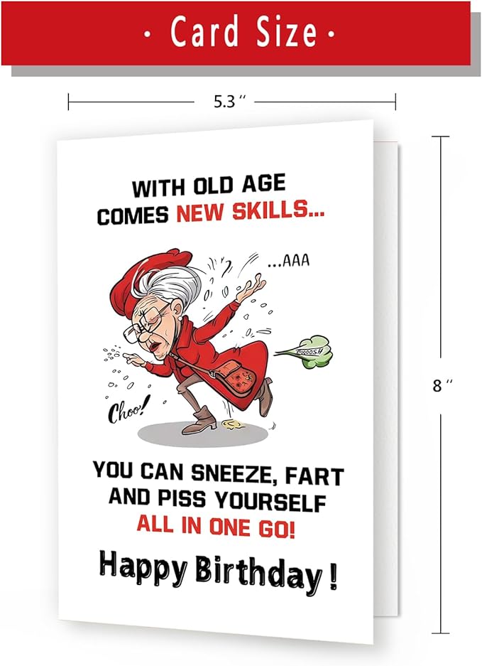 Funny Birthday Gifts for Mature Women，Hilarious Birthday Card for Grandma, Mom，Senior Female Friends，Gag 50th 60th 70th 80th 90th Birthday Card Gift，Humorous Getting Older Card，Aging Gracefully