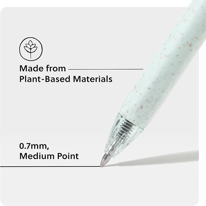 U Brands U-Eco Gel Click Pens with Refills, Set of 8, Core Speckle, Medium (0.7 mm) Point, Black Ink