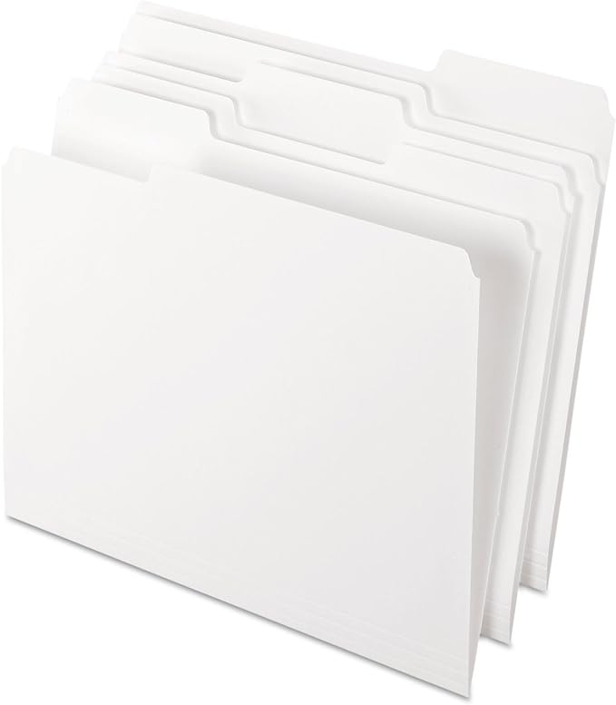Pendaflex Two-Tone Color File Folders, Letter Size, White, 1/3 Cut, 100 per box (152 1/3 WHI)