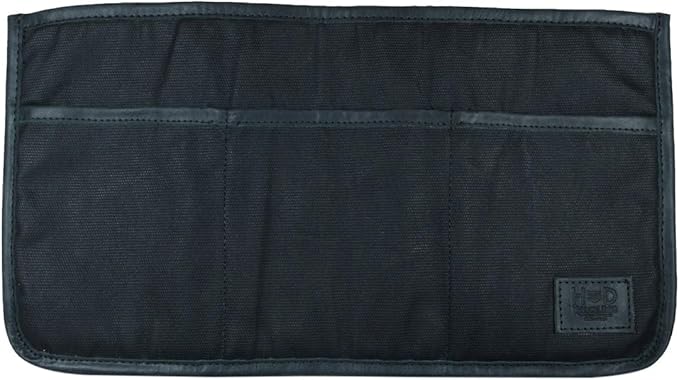 Hide & Drink, Waxed Canvas Laptop Protector W/Storage Pockets, Briefcase Organizer, Insert Handbag, Handmade :: Charcoal Black