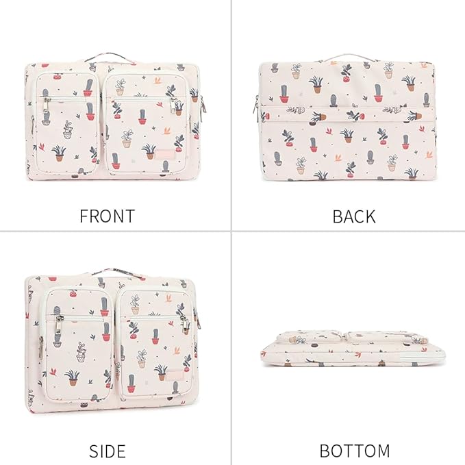 canvaslife 360° Protective Laptop Sleeve Case Bag with 3 Pockets for 14 inch Dell HP Lenovo Laptop and MacBook Pro 14 inch,Surface Laptop 14.4 inch (Small potted)