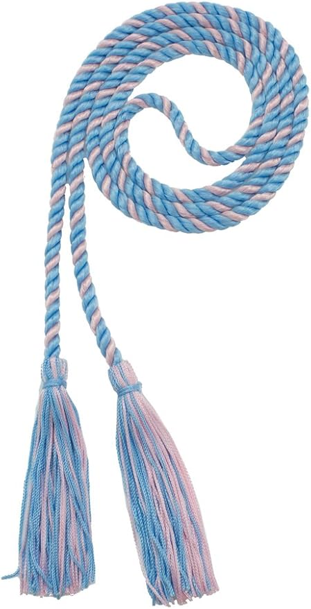 Tassel Depot Graduation Honor Cord - LT Blue/LT Pink - Every School Color Available - Made in USA