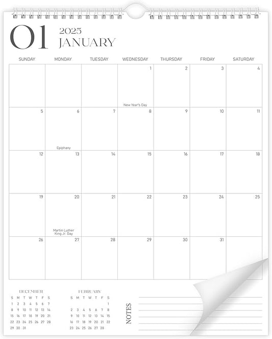 Wall Calendar 2025-2026 Covers January 2025 to June 2026, 14.5’’X11.1’’ Large 18 Months Spiral Vertical At A Glace Hanging Calendar for Home/Office with Big Writing Room Premium Paper