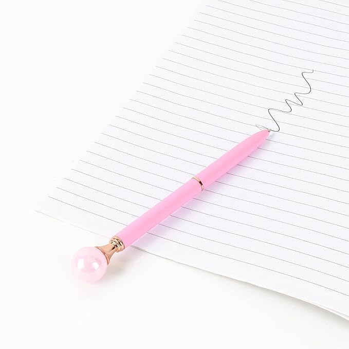 6 Pieces False Pearl Decoration Twist Metal Ballpoint Pen Ball Pen 1.0 MM Black Ink