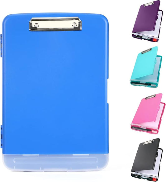 Clipboard with Storage, Large Capacity Nursing Clipboards with Low Profile Clip, Heavy Duty Plastic Storage Clipboard with Pen Holder, Side-Opening, Multifunctional Clipboard Case for Writing