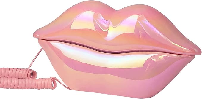 Pink Lip Telephone, Benotek Corded Landline Phone Set for Home Office Hotel, Funny Cute Mouth Phone for Photography, Party Decor & Novelty Gift