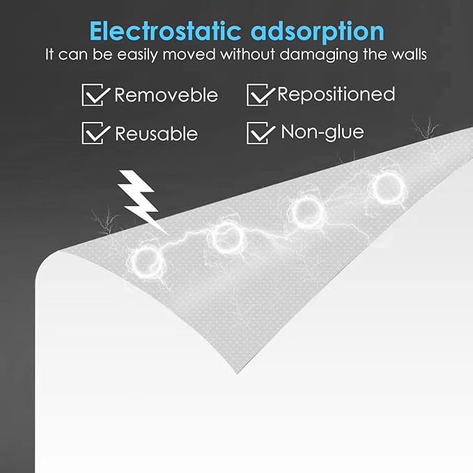 2 Roll Static Cling Dry Erase Sheets, Removable Reusable Whiteboard Poster Paper for Wall, Portable White Board Dry Erase Wallpaper 16.5x23-30 Sheets