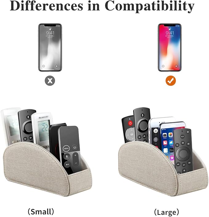 Remote Control Holder PU Leather TV Remote Caddy for Table, 5 Compartments Nightstand Organizer for Bedroom Accessories/Bedside Remotes/Media Controllers/Office Supplies, Decorations for Living Room