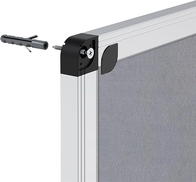 VIZ-PRO Notice Board Felt Gray, 48 X 36 Inches, Silver Aluminium Frame