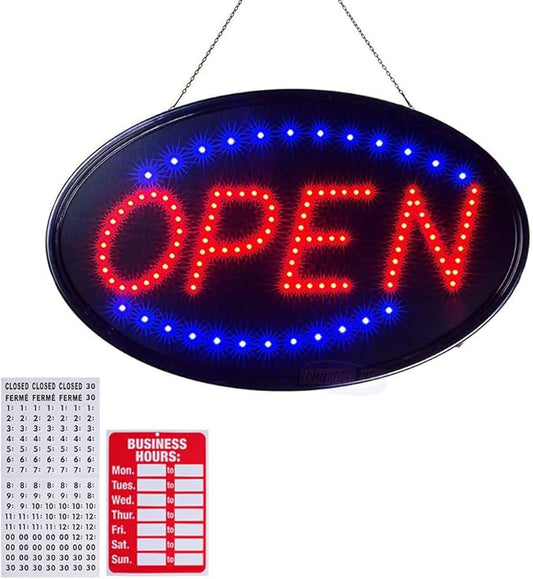KEBE Open Signs for Business(19"x10"), Ultra Bright LED Open Sign High Visibility Advertisement Board Electric Display Sign for Bar Hotel Shop Window Glass Door