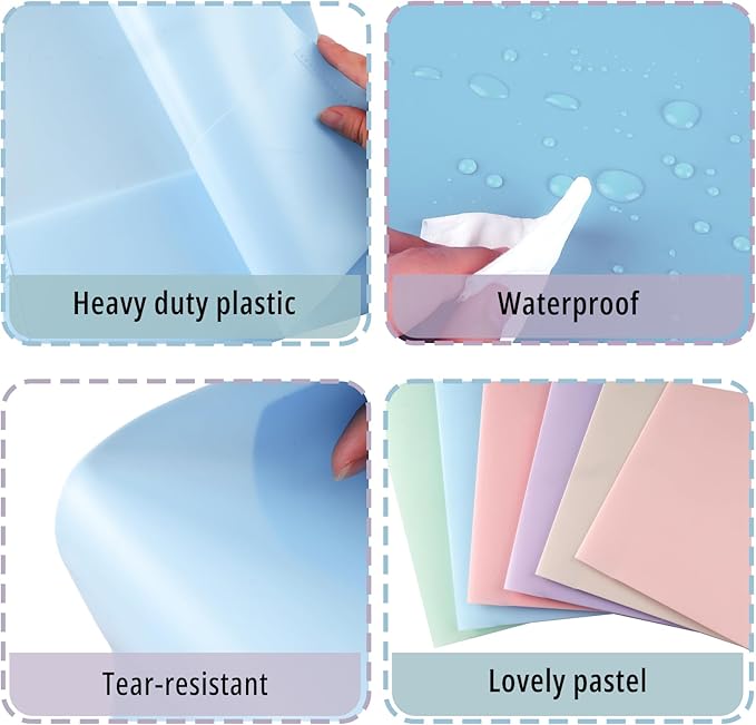 HABGP 12 Pack Colored File Folders with Pockets and Business Card Holder, Pastel Decorative Pocket Folders for Documents, Cute Plastic Folders for Filing Cabinet, School, Office, Resume Portfolio