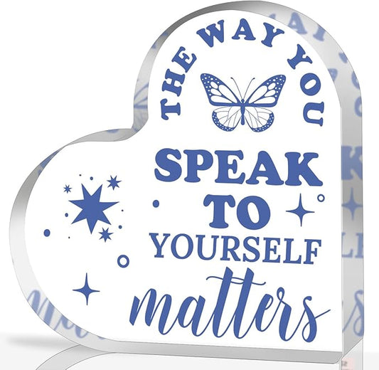 Mental Health Gift, Mental Health Decor, Inspirational Gift Positive Saying, Therapy Office Decor, Positive Self Talk, School Counselor Sign, Psychology Therapy Gift for Therapist Office