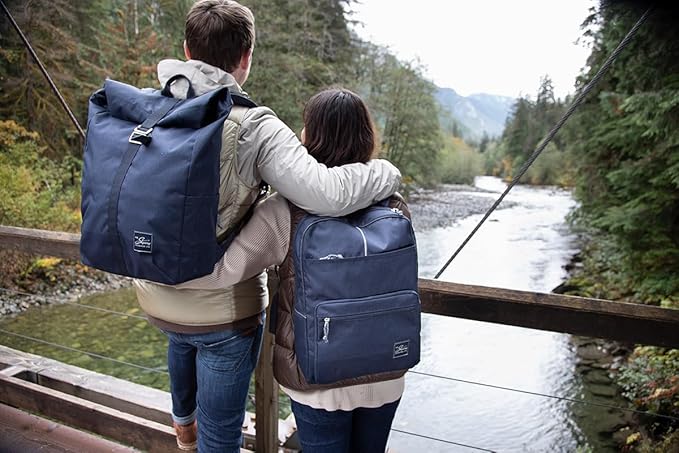 Skyway Luggage Rainier Simple Backpack, Eco-Friendly Made of 100% rPET Travel Laptop Bag for Women & Men, Flight Approved Carry On Bag, 16L, Tahoe Blue