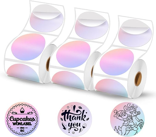 2 inch Round Thermal Labels, Labels for Printer M110 M108 M220 M260 M120 M221 Print Master Label Refill, Circle Thermal Printer Labels for Marklife P50 Clabel 221B, T50, 430/3Roll, Dream Purple