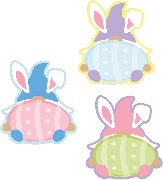 Eureka Easter Gnomes Paper Cut-Out Classroom Decorations for Teachers, 36 Pieces