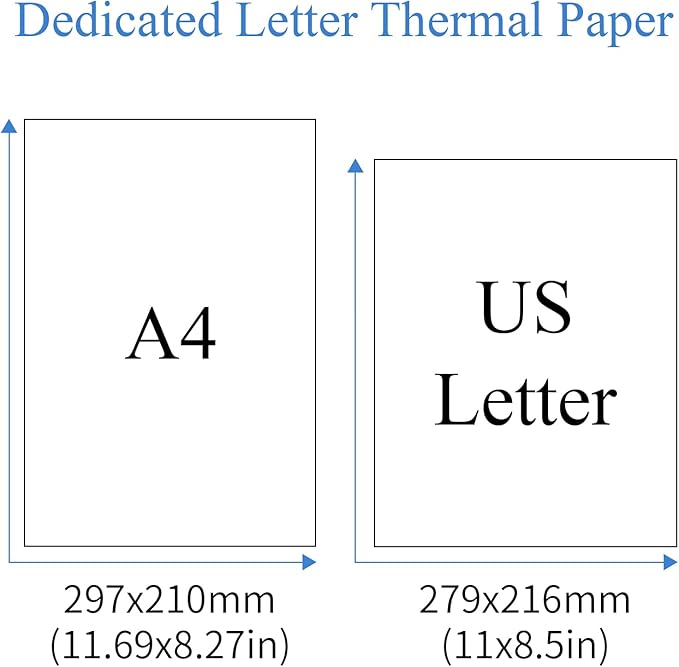 200 Sheets Thermal Printer Paper 8.5 x 11 Inch,Lasting 3 years,US Letter Size Thermal Paper, Compatible with M08F/A40 Thermal Portable Printer, Folded, Continuous Folding