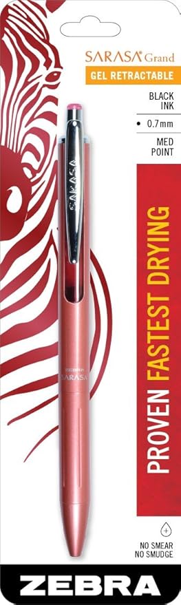 Zebra Pen Sarasa Grand Retractable Gel Ink Pen, Rose Gold Barrel, Medium Point, 0.7mm, Black Ink, 1-Count (45311)