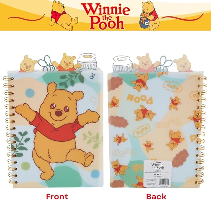 Innovative Designs Winnie the Pooh Tab Journal Notebook, Spiral Bound, 96 Lined Pages, 8 x 7 inches