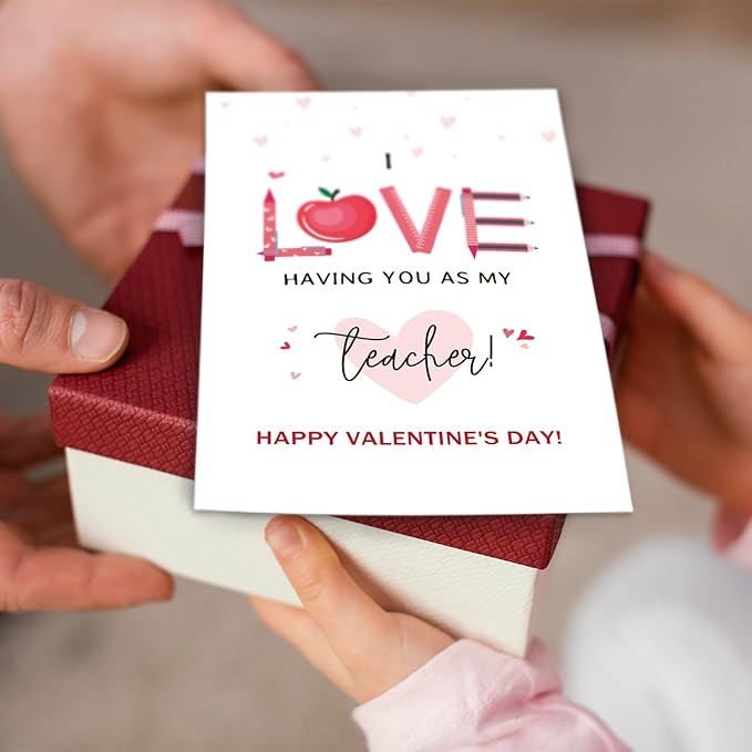 Ogeby Funny Valentines Day Card Gifts for Teacher, Cute Valentine’s Day Gifts for Teacher, Teacher Valentines Day Card Gifts, I Love Having You as My Teacher