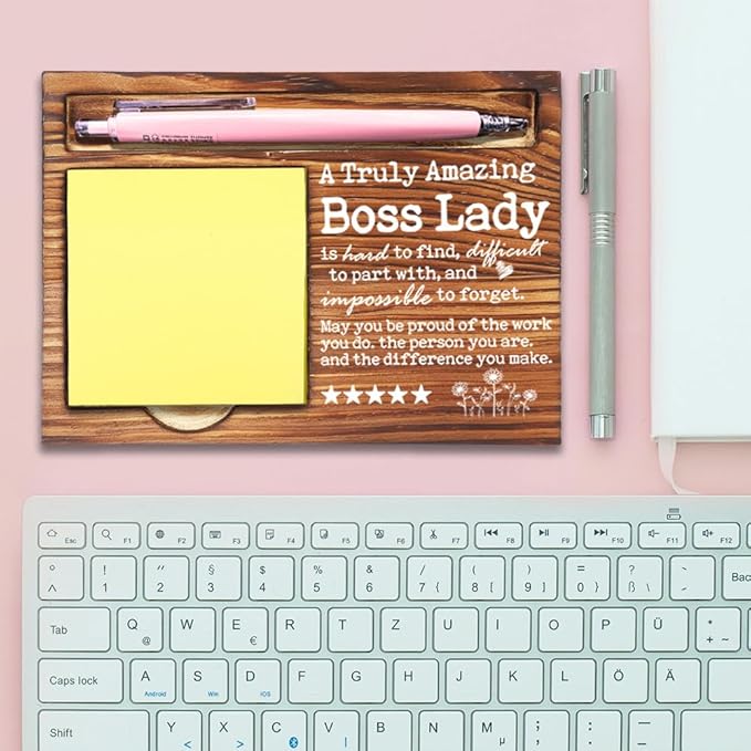 Boss Lady Gifts for Women, Thank You Appreciation Gifts for Boss Lady, Going Away Gift Retirement Gift for Boss Lady Boss Leader, Best Boss Lady Gifts Self-Stick Note Pad Holders-DW54