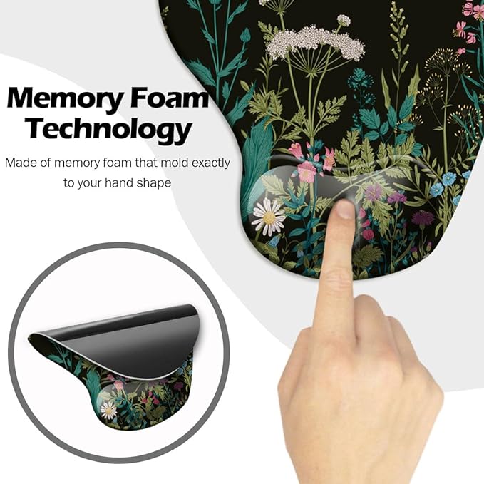 DOOKE Ergonomic Mouse Pad with Wrist Support and Coaster,Mouse Pads with Non-Slip PU Base for Home Office Working Studying Easy Typing & Pain Relief Weeds