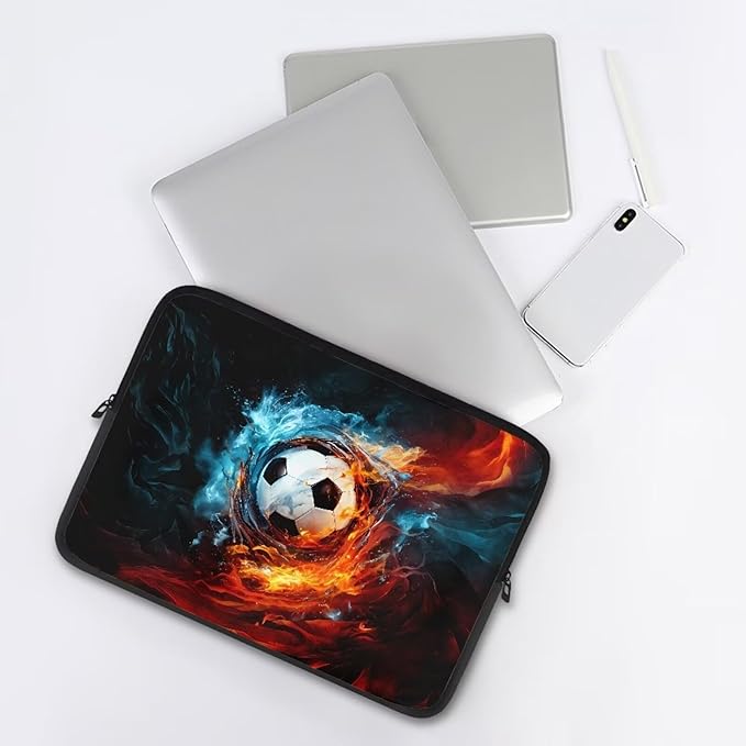 Football Lap Top Case for Men Boys 17 inch Laptop Sleeve Water and Flame Computer Sleeve Bag Portable Laptop Protector with Multiple Uses Ideal Gifts for Women Girls Tablet Bag Briefcase