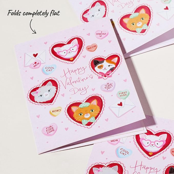 Lovepop Plushpop Soft Animal Pop-Up Card for Her and Him - 3D Happy Valentine Greeting Card for Boys, Girls, Men, Women - Love Cat - 6" x 8" Card