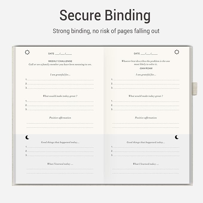 The Gratitude Journal: Inspire Thankfulness, Mindfulness, Positivity, Happiness,Upgraded with Pen Holder, Inner Pocket & Elastic Closure Band (Beige)