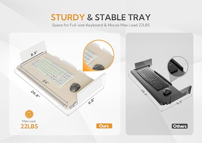 Standing Desk with Keyboard Tray, Electric Standing Desk Adjustable Height, 48x24 Inches Sit Stand up Desk with Splice Board, Raising Desk for Home Office, Natural