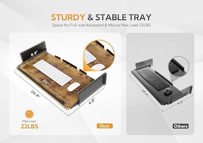 Standing Desk with Keyboard Tray, Standing Desk Adjustable Height, Raising Desks for Home Office and Computer Workstation, 48 Inches, Rustic Brown