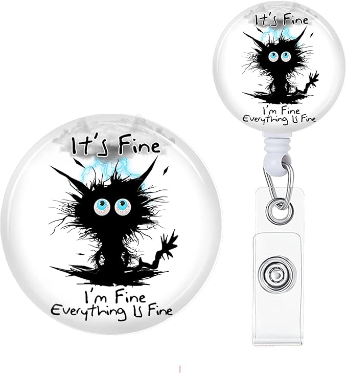 Funny Cute Cat Badge Reels Holder Retractable with ID Clip for Nurse Name Tag Card Nursing for Doctor Teacher Student Employee Office Medical Work