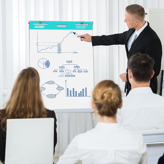 Sticky Easel Pad, 25 in x 30 in,Flip Chart Paper, Chart Paper for Teachers, Large Self-Stick Easel Paper,Super Sticky & Bleed-Resistant,30 Sheets/Pad,10 Pads