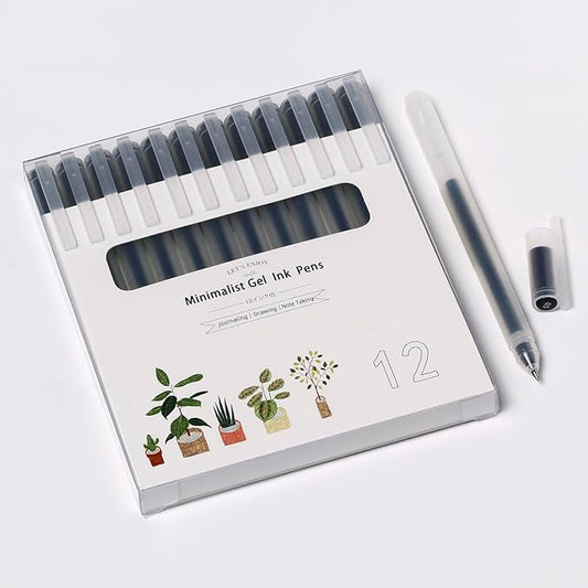 OBE WISEUE 0.5 Pens Fine Point Smooth Witing Rollerball Teacher Pens,Black Ink Bullet Pen Tip 0.5mm Point Ultra Light Writing Japanese Style Pens for Journaling Note Taking Drawing,12 Count