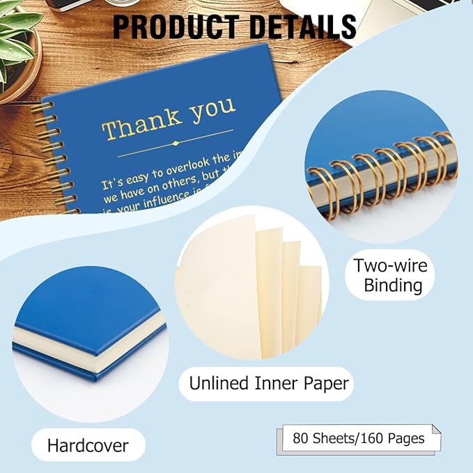 Thank You Navy Blue Hardcover 160 Pages Spiral Notebooks, Funny Thank You Gifts for Women Men Coworkers Leader Mentor, Appreciation Gifts for Employees, Thanksgiving Gifts for Colleagues Leaders