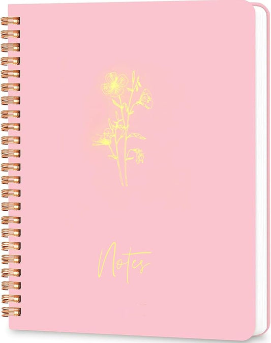 Spiral Notebook Journal For Women & Men College Ruled Notebook With Large Pockets And Lined Pages - Perfect to Stay Organized and Boost Productivity at Work or Note Taking (Pink)