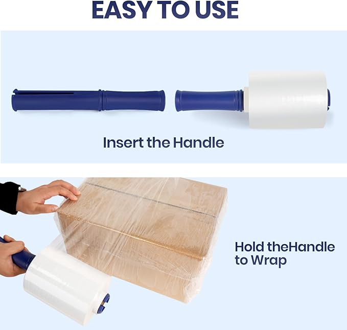 ADHES Mini Hand Stretch Wrap Film, 5 Inch x 1000 Feet, 12-Pack 80 Gauge Industrial Strength Stretch Film, Shrink Wrap Roll for Packing, Pallet Wrap, Furniture Wrapping Moving & Protection