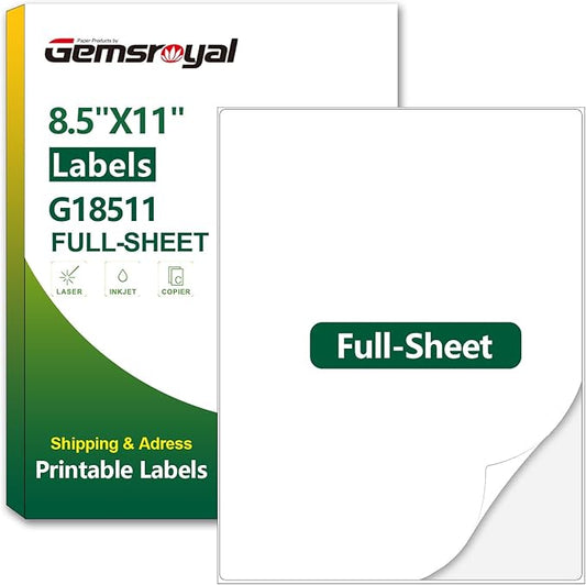 Printable Full Sheet Labels,8.5"×11",40 Sheets,Big Labels,Full Sheet Sticker Paper 8.5×11 for Laser/Inkjet Printers,Full Page Labels 8.5×11 White Matte,Large Labels, Letter Size