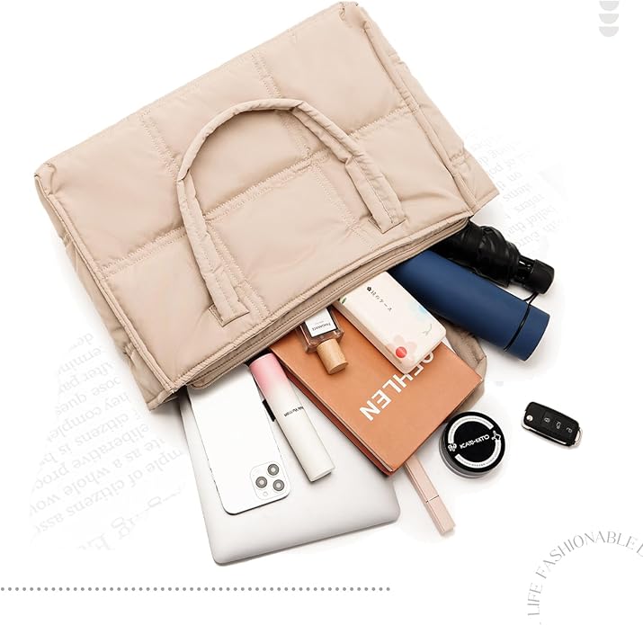 Puffer Bag Large Tote Bag For Women Work Bag Quilted Tote Bag For Women Work Bags For Women Tote Professional Up to 17"
